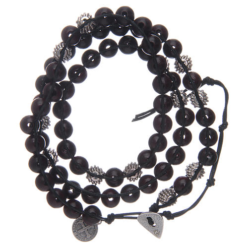 Dozen rosary bracelet with rosewood grains 8 mm Saint Benedict 1