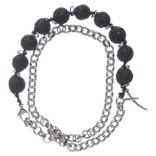 Dozen rosary bracelet with lava stone grains 1