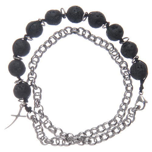 Dozen rosary bracelet with lava stone grains 2
