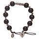 Dozen rosary bracelet with black wooden grains and Miraculous medalet s1