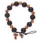 Dozen rosary bracelet black with olive wood Tau cross s1