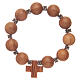Rosary bracelet with ten elastic and olive wood grains and cross s2