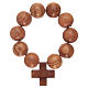 Rosary bracelet, elastic, with grains in olive wood and cross s1