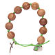 Zehner Armband Olivenholz Perlen Kreuz und grünen Band s2