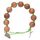 Dozen rosary bracelet with green grains in olive wood and cross s1