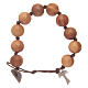 Dozen rosary bracelet with wooden grains and tau pendant s1
