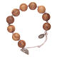 Dozen rosary bracelet with wooden grains and Miraculous medalet s1