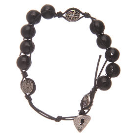Dozen rosary bracelet in black wood Saint Benedict