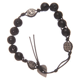 Dozen rosary bracelet in black wood Saint Benedict