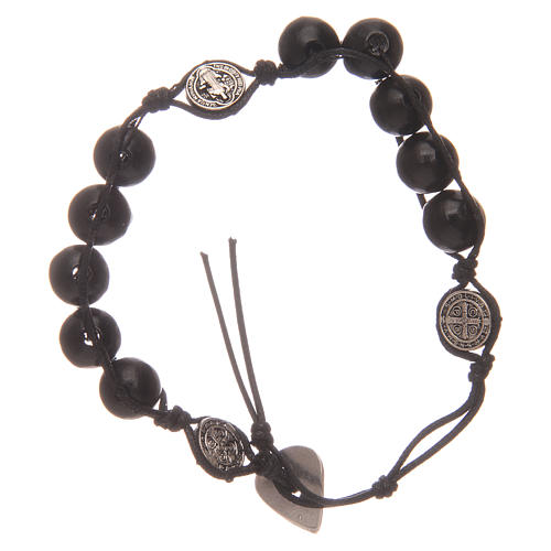 Dozen rosary bracelet in black wood Saint Benedict 2