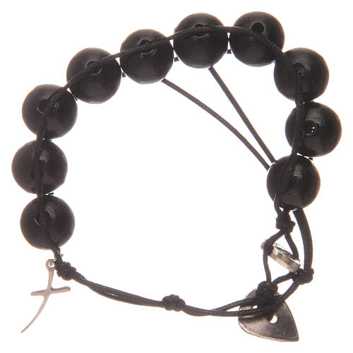 Dozen rosary bracelet with black grains 12 mm with cross 2