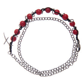 Zehner Armband rote Onyx Perlen 6mm