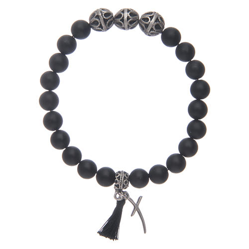 Elastic bracelet with onyx stone and cross 2