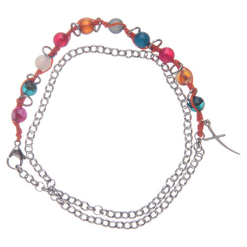 Dozen bracelet with multicoloured grains in agate stone 1