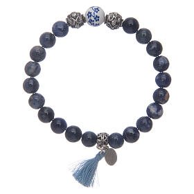 Elastic bracelet with sodalite grains 8 mm light blue