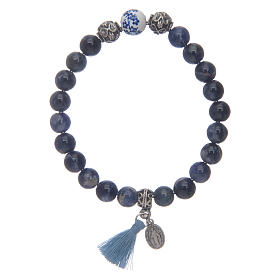Bracelet élastique avec grains en sodalite 8 mm bleue