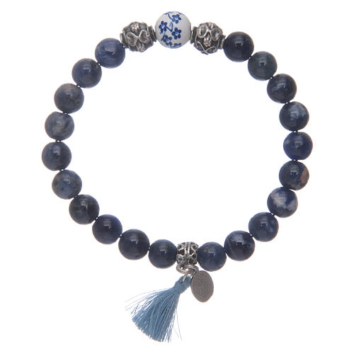 Bracciale elastico con grani in sodalite 8 mm blu 2
