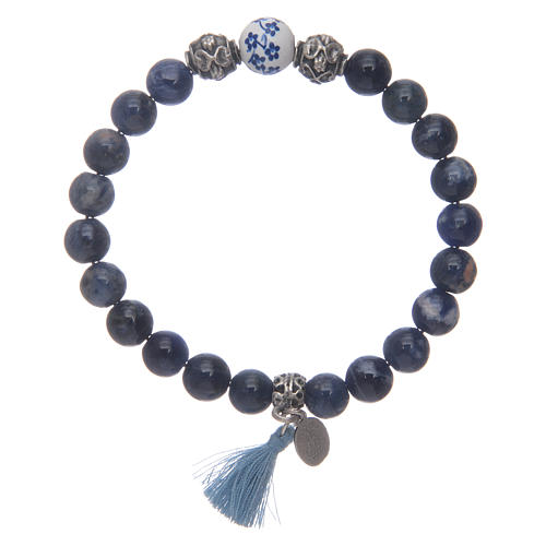 Elastic bracelet with sodalite grains 8 mm light blue 2