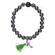 Bracciale elastico con grani in ematite e onice e Tau s1