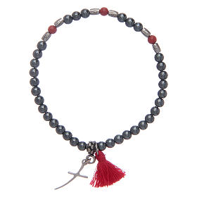 Pulseiras Variadas: Pulseira com contas hematita 4 mm e cruz