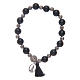 Bracelet with onyx grains 8 mm and Madonna of Loreto medal s1