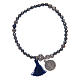 Bracelet with multifaceted hematite grains and Saint Benedict medal s1