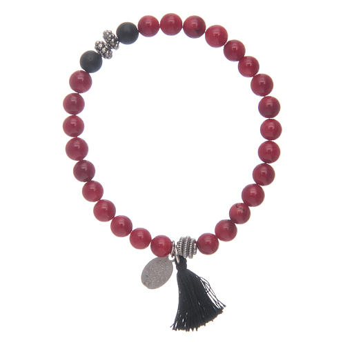Bracelet with Miraculous medalet and coral grains 2