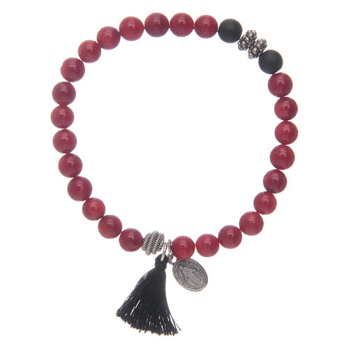 Bracelet with Miraculous medalet and coral grains 1