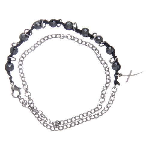 Zehner Armband Onyx Perlen 6mm und Kreuz Anhänger 1