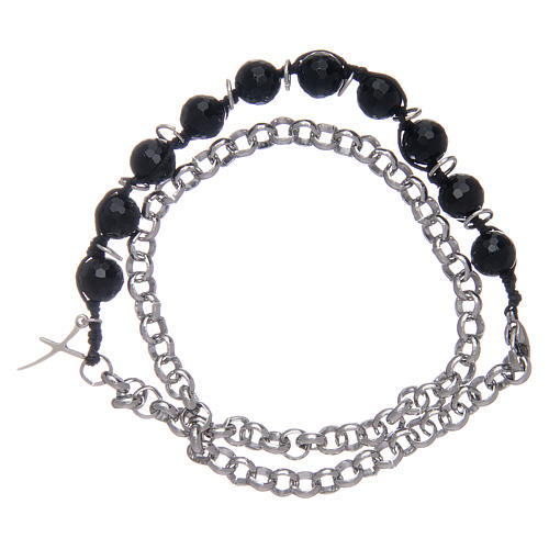 Bracciale decina grani onice 8 mm e croce 1