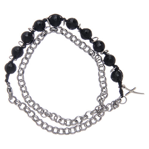 Bracciale decina grani onice 8 mm e croce 2