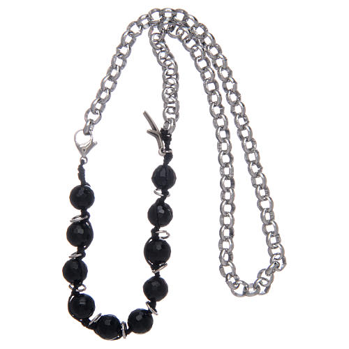 Bracciale decina grani onice 8 mm e croce 3