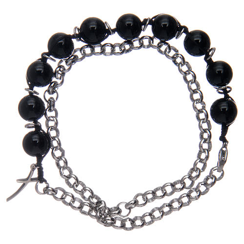 Dozen bracelet with black onyx grains and cross 2