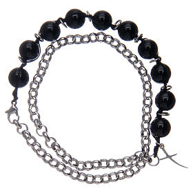 Bracelet dizainier avec grains en onyx noir et croix