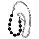 Bracciale decina con grani in onice nera e croce s3