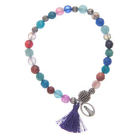 Bracelet with Madonna of Loreto medal and multicoloured grains