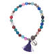 Bracelet with Madonna of Loreto medal and multicoloured grains s1