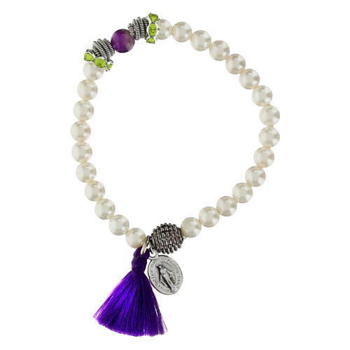 Pulseira com Medalha Milagrosa e contas em madrepérola 1