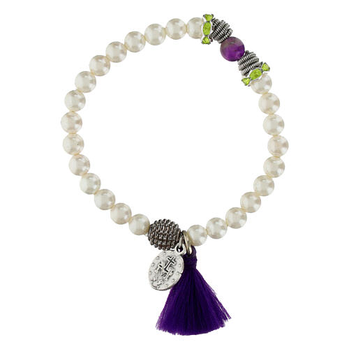 Pulseira com Medalha Milagrosa e contas em madrepérola 2