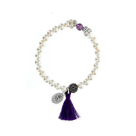 Bracelet with Miraculous medal and mother of pearl grains