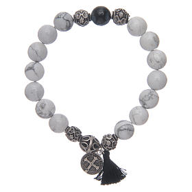 Bracelet with Saint Benedict medal and howlite grains