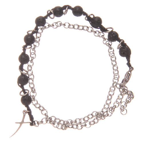 Dozen rosary bracelet with lava stone grains and cross 1