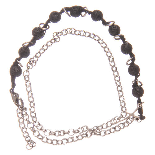 Dozen rosary bracelet with lava stone grains and cross 2