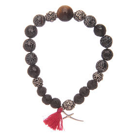 Bracciale elastico croce con grani 8 mm