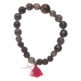 Bracciale elastico croce con grani 8 mm