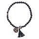 Elastic bracelet with Saint Benedict medal and 4 mm onyx grains s2