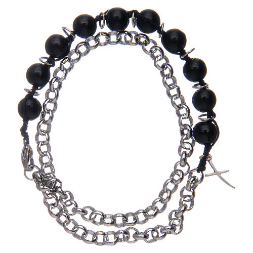 Bracciale decina con grani in faggio nero 8 mm 1