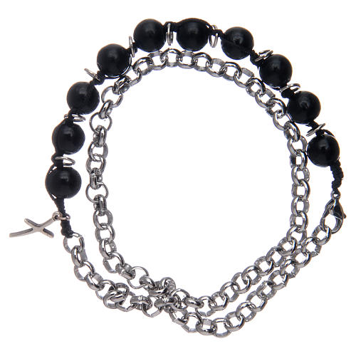 Bracciale decina con grani in faggio nero 8 mm 2