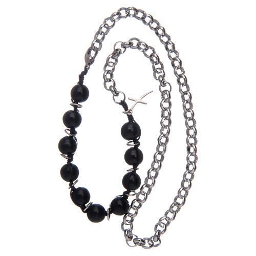 Bracciale decina con grani in faggio nero 8 mm 3