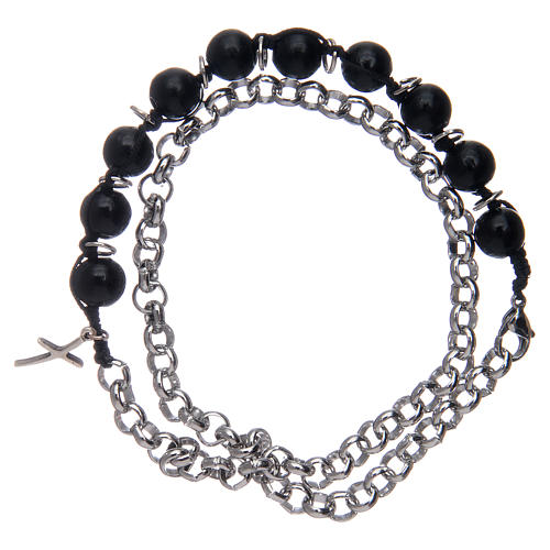 Dozen rosary bracelet with black beechwood grains 8 mm 2